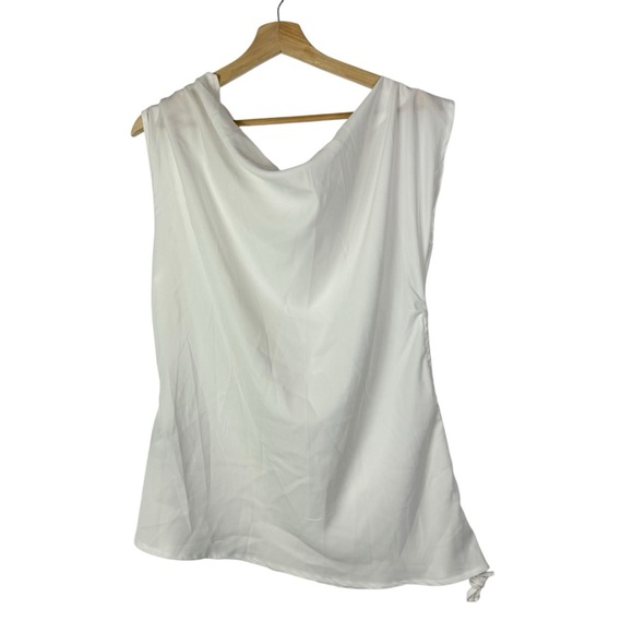 Shein White Cowl Neck Asymmetrical Hem Sleeveless Blouse XL - Picture 2 of 3